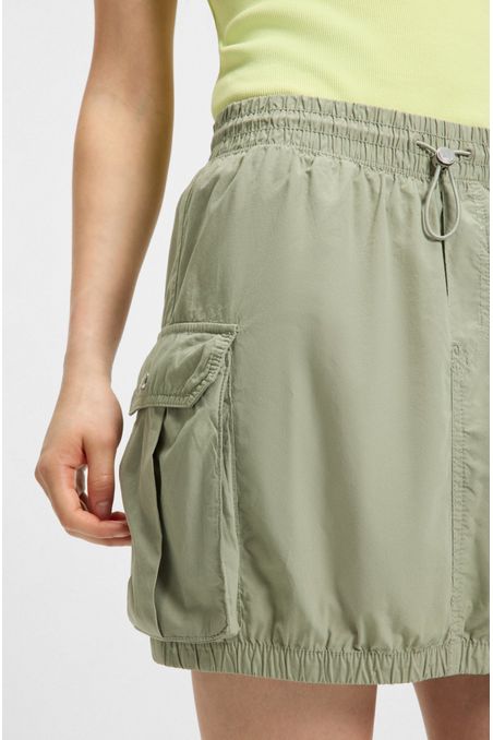 MINIFALDA EN ALGODÓN CON TACTO DE PAPEL Y BOLSILLOS CARGO FALDA MUJER