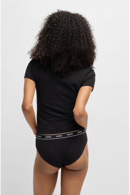 PAQUETE DE TRES BÓXER SLIP DE ALGODÓN ELÁSTICO CON LOGOS EN LA CINTURA CALZONCILLOS MUJER