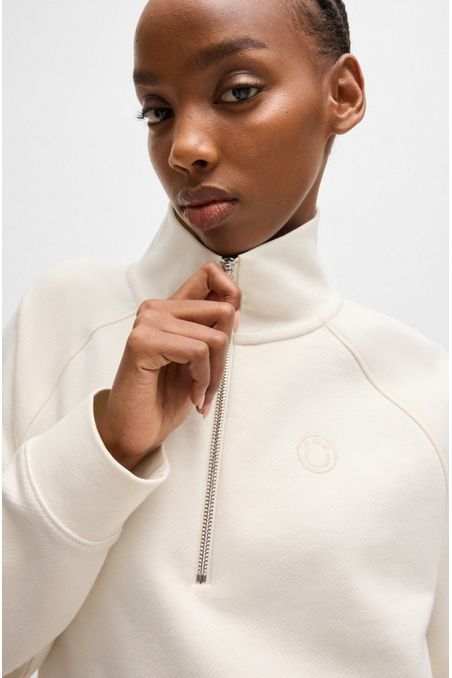 POLERA CORTA EN FELPA DE ALGODÓN CON LOGO BORDADO SUDADERA RELAXED FIT MUJER