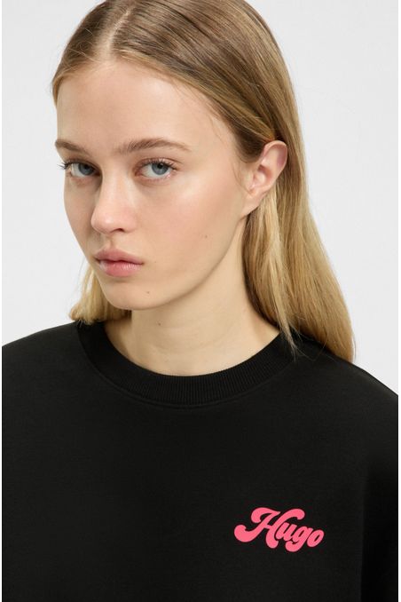 POLERA DE FELPA DE ALGODÓN CON ILUSTRACIÓN GRÁFICA SUDADERA RELAXED FIT MUJER