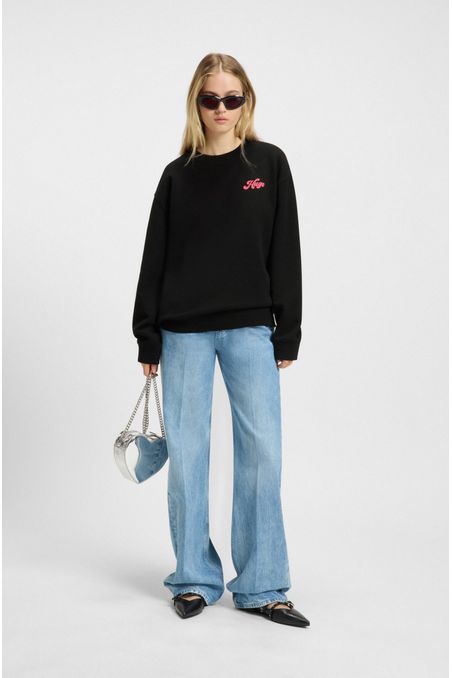 POLERA DE FELPA DE ALGODÓN CON ILUSTRACIÓN GRÁFICA SUDADERA RELAXED FIT MUJER