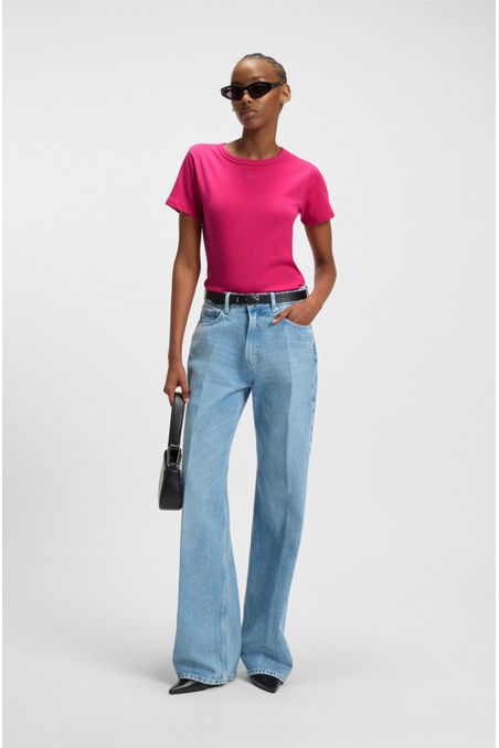 POLO DE ALGODÓN CON LOGO APILADO BORDADO PLAYERA REGULAR FIT MUJER