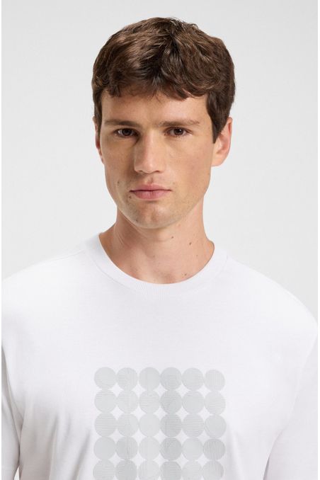 POLO DE INTERLOCK DE ALGODÓN CON ILUSTRACIÓN DE CÍRCULOS PLAYERA RELAXED FIT HOMBRE