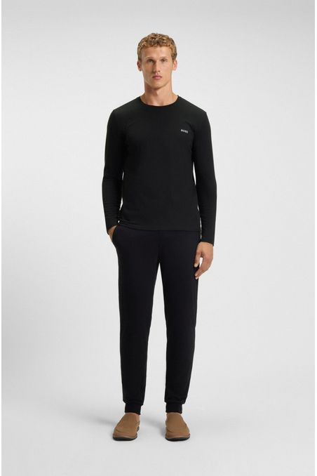 POLO DE MANGA LARGA DE ALGODÓN ELÁSTICO CON LOGO BORDADO PLAYERA REGULAR FIT HOMBRE