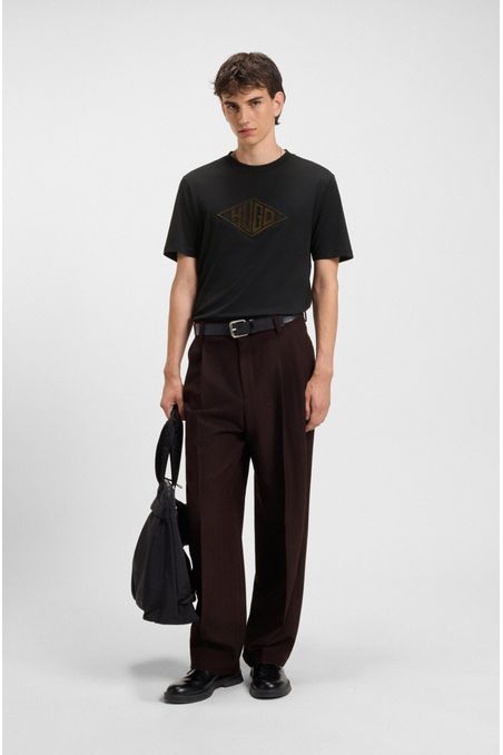 POLO DE PUNTO DE ALGODÓN CON BORDADO DE LOGO GEOMÉTRICO PLAYERA REGULAR FIT HOMBRE