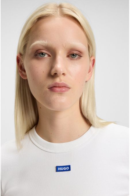 POLO SLIM FIT DE ALGODÓN ELÁSTICO CON INSIGNIA DE LOGO PLAYERA SLIM FIT MUJER