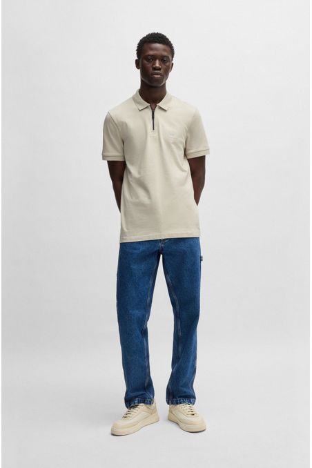 POLO SLIM FIT DE PIQUÉ DE ALGODÓN ELÁSTICO CON CUELLO CON CREMALLERA POLO SLIM FIT HOMBRE