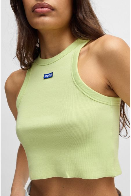 TOP DE TIRANTES DE ALGODÓN ELÁSTICO CON INSIGNIA DE LOGO TOP SLIM FIT MUJER