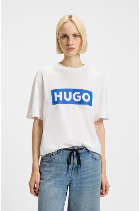 POLO DE PUNTO DE ALGODÓN CON LOGO ESTAMPADO EN AZUL PLAYERA REGULAR FIT HOMBRE