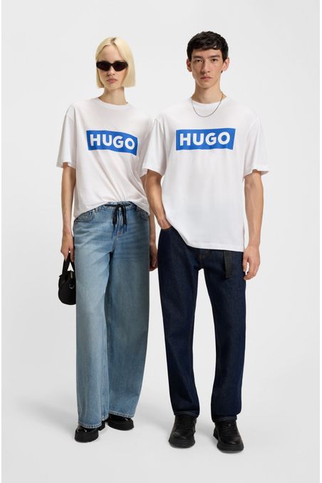 POLO DE PUNTO DE ALGODÓN CON LOGO ESTAMPADO EN AZUL PLAYERA REGULAR FIT HOMBRE