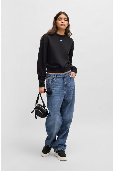 JEANS DE AJUSTE HOLGADO EN DENIM AZUL LAVADO JEANS LOOSE FIT MUJER