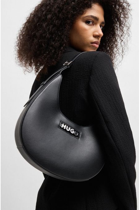 BOLSO HOBO DE PIEL SINTÉTICA CON LETRAS DE LOGO METÁLICAS BOLSO MUJER